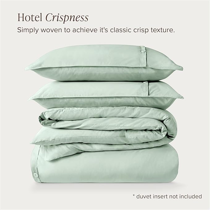 Bare Home 100% Organic Cotton Full Duvet Cover Set - Crisp Percale Weave - Lightweight & Breathable - Cooling Duvet Cover Set (Full, Willow)
