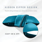 Elegant Comfort 4-Pack Cooling Viscose Satin Pillowcase Set with Hidden Zipper Closure, Silky Smooth for Hair and Skin Care-Beautiful Gift Box-4-Piece Satin Pillowcase Set, Standard/Queen, Turquoise