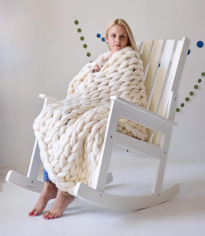 Boho Throw Blanket - Chunky Knit Blanket Full Size Blanket for Adult 54x75 Rust, Boho Blanket Bed Decor, Knit Blanket for Couch, Birthday Gift for Women, Ideas (Terracotta, 54"x75")