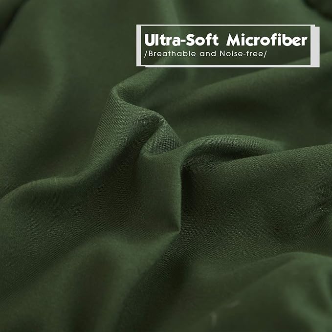 HIG 3pc Green Comforter Set Full SizeDuvet Insert, Reversible, All Season, Box Stitched, with Corner Tabs, Soft, Fluffy