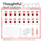 Modelones Red Cat Eye Press on Nails, Spring Short Square Fake Nails, Reusable Nail Kit with Nail Glue Adhesive Tabs Mini Nail File, Nails Press Ons 32Pcs16 Sizes, Women Girl Gift