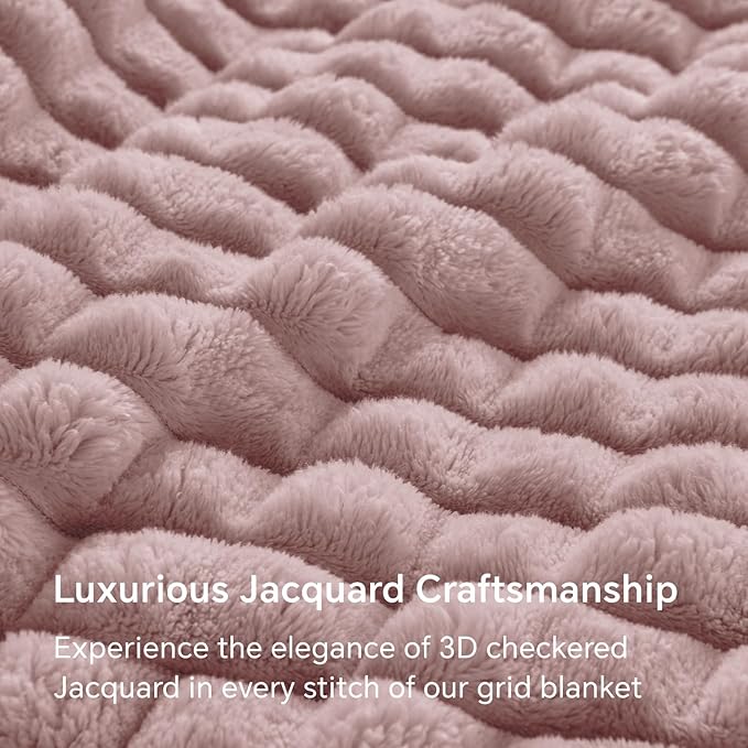 BEDELITE Berry Purple Throw Blanket Twin Size for Bed- Super Soft and Warm 3D Checkered Fluffy Fuzzy Fleece Blanket, Luxurious Plush Cozy Blanket for Room Decor Fall and Winter, 60x80 inches