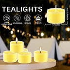 Fclayvts 8-Hour 50Pack Citronella Tealight Candles, Outdoor and Indoor Summer Scented Candle,Natural Soy Wax Candle for Home Patio Garden Yard Balcony,BBQ Birthday Emergency