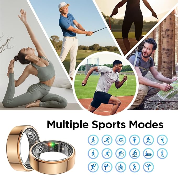 BENIO Gen 2 Smart Ring for Women & Men, Heart Rate,Fitness Tracker with Sleep，Step/Sleep/Blood Oxygen/Heart Rate Tracker, 5ATM Waterproof for iOS and Android,No Subscription, Xmas Gifts,Rose Gold 6