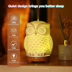 Owl Ceramic Aromatherapy Diffuser INRORANS 160ml Stone ultrasonic Cool Mist Scent Essential Oil Diffuser Humidifier with Intermittent Mist & LED 7 Colors Changing Night Light for Bedroom Office Home