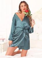 Women's Robes Satin Bathrobe Lightweight Short Silk Kimono V-Neck Bride Bridesmaids Loungewear
