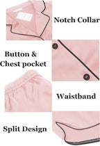 Ekouaer Womens Silk Satin Pajamas Set Short Sleeve Sleepwear Button Down Loungewear 2 Piece Pjs Shorts Set S-5X Plus Size