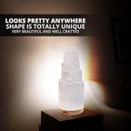 Himalayan Glow Selenite Crystal Lamp 20cm Large, Hand Curved Crystal Lamp with (ETL Certified) Wooden Base & USB Charging Cable for Home Décor - White