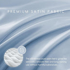 MR&HM Satin Bed Sheets with Elastic Corner Straps, Full Size Sheets Set, 4 Pcs Silky Bedding Set with 15 Inches Deep Pocket for Mattress (Full, Blue Haze)