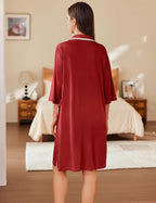 Ekouaer Women Zipper Robe Lightweight House Coat Zipper Front Short Bathrobes Soft Nightgown with Pockets S-3XL