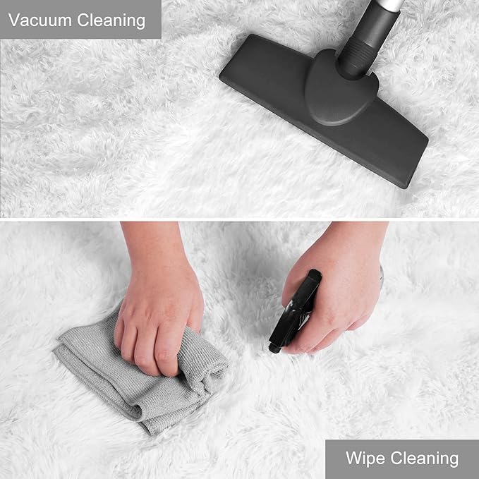 YJ.GWL Soft Runner Rug for Bedroom Living Room Plush Fluffy Rugs 2x6 Feet, White Shag Rug Carpet Non Shedding for Nursery Dorm, Fuzzy Bedside Runner Rug for Kids Girls Room Home Decor