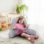 Clara Clark Reading Pillow for Kids & Teens with Shredded Memory Foam, Backrest Pillows for Reading, Watching, and Gaming, Use on Couch, Bed, or Floor, Adjustable Support, Washable Cover Grey Lavender