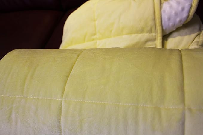 ALANSMA Reversible Weighted Blanket for All Season, Luxury Velvet, Warm and Cool, Adult 20Lb Yellow Weighted Blanket, Enjoy Sleeping Anywhere(Light Yellow,60"x80" 20lbs)