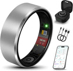 Smart Health Ring 2.0 for Women Men, Slim Scratch & Fingerprint Resistant Design, Efficient Chip Fitness Tracker, Monitors Heart, Blood Oxygen & Pressure, Sleep, Steps, Waterproof, Silver 6