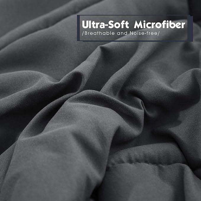 HIG 3pc Gray Oversized King Plus Comforter Set Duvet Insert, Reversible, All Season, Box Stitched, with Corner Tabs, Soft, Fluffy（128'' x 120''）