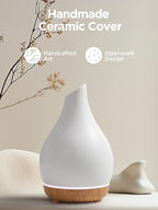 InnoGear Essential Oil Diffuser, 300ml Ceramic Diffuser for Home Handcrafted Stone Aromatherapy Diffusers Ultrasonic Cool Mist Humidifier Vaporizer 4 Timers, White Vase-Shaped Ceramic, Large