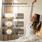 Sunrise Alarm Clock Wake Up Light, White Noise Machine Sleep Aid with 8 Soothing Sounds, Bluetooth Speaker & 10 Color RGB Atmosphere Lights, Dual Alarms, Dimmable Natural Light for Bedroom