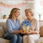 VEEKI Hydrangea Flower Lamp with Remote, Rechargeable 16 Colors Changing Artificial Flower Table Lamp with 4 Modes, Dimmable Touch Cordless Lamp for Bedroom Room Home Decor, Gift for Mom Women (Blue)