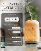 Onaboviva Essential Oil Diffuser - 2.4MHz Ultrasonic Ceramic Diffuser for Home, 120ml, Pulse&Continuous Mist, Bright/Dim/Breathing Lighting, Waterless Auto-Off, Aromatherapy Diffuser with USB Cable