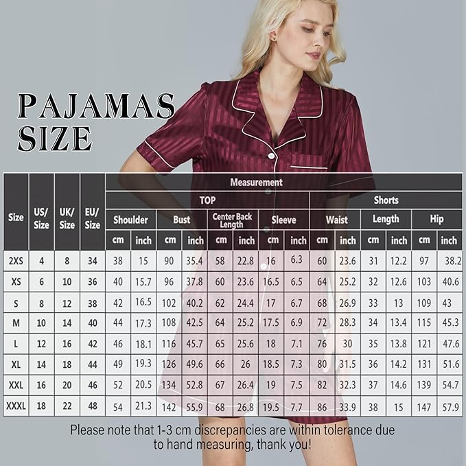 WJing Yi Jia Womens Silk Satin Pajamas Loungewear Two-Piece Sleepwear Button-Down Floral Pj Set XS-4XL