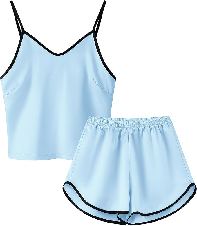 Girls & Women Silk Pajamas Set Satin Camisole Sleepwear 2 Piece Pjs, 3 Years - Women XXL