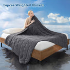 Topcee Weighted Blanket for Adults (12 lbs, 60" x 80") Queen Size Soft Cooling Heavy Blanket Sleeping, Apply to 110-130 lbs Body, Thick Breathable Blanket with Glass Bead, Easy Care