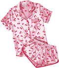 Ekouaer Womens Silk Satin Pajamas Short Sleeve PJS Shorts Set Soft Button Down Sleepwear 2 Piece Loungewear S-5XL