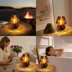 ONEWISH Mushroom Lamp Small Vintage Table Lamp for Bedroom Set of 2, Nightstand Bedside Lamp Translucent Glass Dimmable, Murano Aesthetic Home Decor for Living Room Kitchen Dorm(Black)