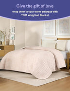 YnM 20lbs Weighted Blanket for Adults, Linen Heavy Bed Throw Blanket with Cooling Glass Beads for All Season Use, Ideal for ~190lbs (60x80 Inches, Queen, Palm Tree)