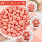 100Pcs 7x9mm Hawaii Flower Beads Carved Coral Beads Summer Pink Jasmine Artificial Floral Synthetic Coral Small Smooth Loose Spacers Findings for Jewelry Making Bracelets Necklaces DIY Crafts