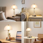 Crystal Table Lamp Set of 2, Dimmable Bedside Lamp with ON/Off Switch Modern Glass Lamps for Night Stands Bedroom Living Room Decor