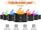 Flame Essential Oil Diffuser, Upgrade 7 Colour Lights Aromatherapy Diffuser, Super Quiet Air Humidifier, Electric Aroma Diffuser, Waterless Auto-Off for Home Office Room - Black