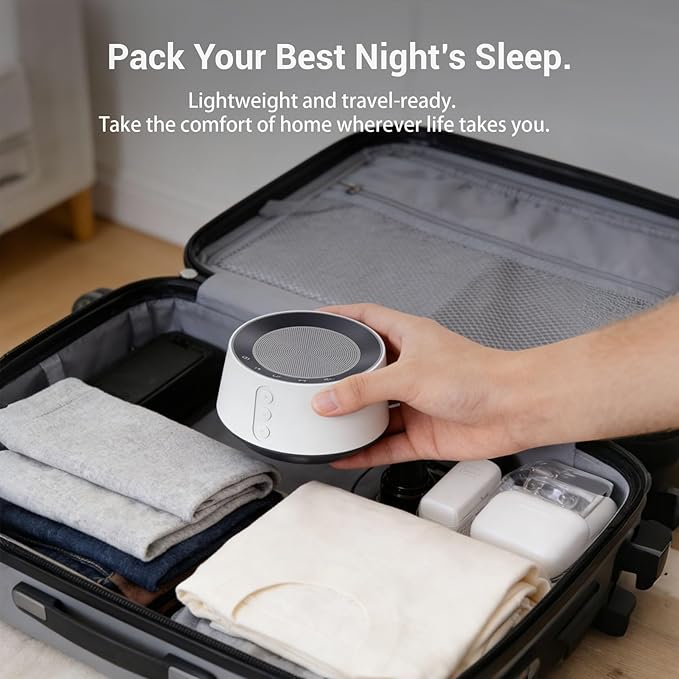 BGOVERSS White Noise Sound Machine with 20 Soothing Sounds, 10 Colors Night Light Sleep Machines Home Office Travel, 5 Timers and Memory Feature Sound Machine for Nursery Baby Kids Adults (Wood)
