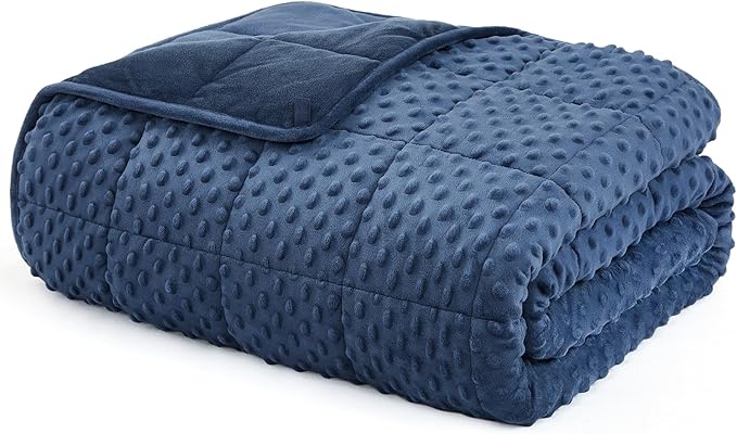 L'AGRATY Weighted Blanket for Adult - 60"x80" 17lbs Minky Dots Heavy Blanket with Glass Beads Soft Breathable for All-Season Summer Fall Winter Thick Comfort for Sleeping