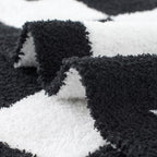 Carriediosa Checkered Throw Blanket 50" X 60", 400GSM Ultra Soft Microfiber Fuzzy Fluffy Reversible Cute Preppy Knitted Blankets Cozy Plush Fall Throws for Couch, Bed, Sofa, Black