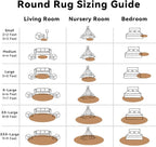 OLANLY Khaki Round Rugs for Bedroom - Machine Washable, 2 ft Circle Area Rugs for Living Room, Soft and Fluffy Shaggy Carpet for Teen Girl and Boys, Nursery Rooms, Dorms, Home Decor Aesthetic