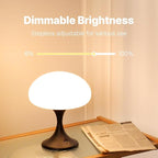 MAGCHARM Mushroom Lamp, 5W LED Cordless Rechargeable Table Lamp with Glass Shade, Small Retro Dimmable Touch Light with 3 Color Temps, Aesthetic Mid Century Bedside Light for Bedroom Ambient, Black