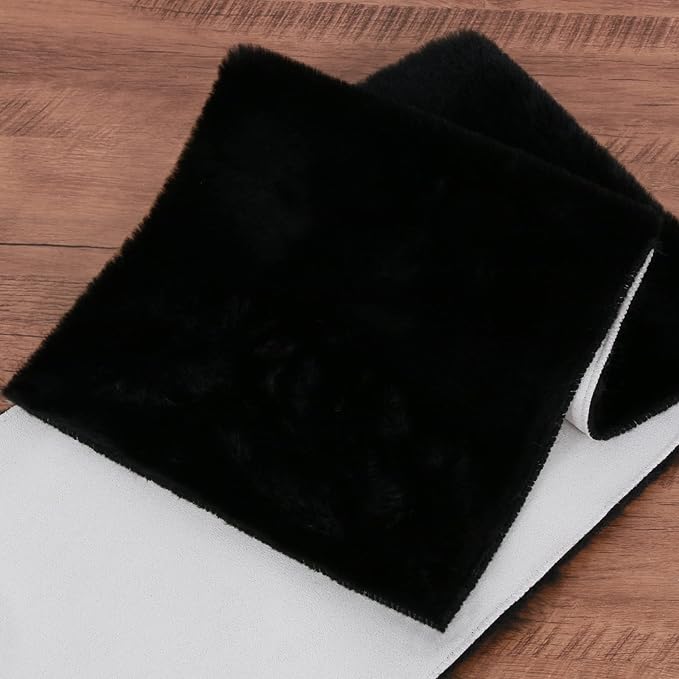 duduta Faux Fur Table Runner, Fluffy Dresser Runner Cover Coffee Table Runner Winter Holiday Decor, Black, 11.8 inch x 47.2 inch