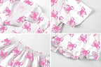 Umeyda Girls & Women Satin Pajamas Set Button Down 2 Piece Silk Pjs Shorts Set Ruffle Sleepwear, 5 Years-Women L