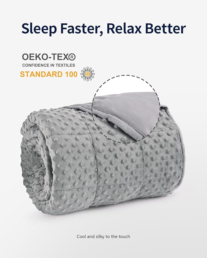 Mr. Sandman Weighted Blanket for Adults Queen, Minky Dots Heavy Blanket for Woman, Man Sleeping/Calm, Soft, Cozy and Cooling Weighted Throw Blankets, Machine Washable, 80 x 87in, 15 Pounds, Grey