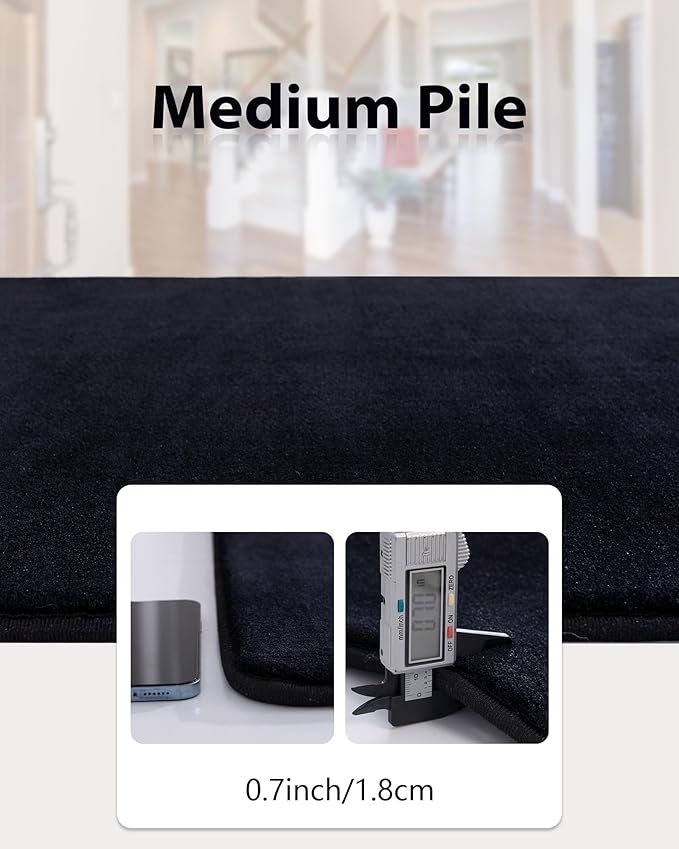 Andecor Shag Runner Rug for Bedroom Living Room, 2x6 Black Washable Fluffy Hallway Runner Area Rugs for Kitchen Boys Girls Kids Room Home Decorations Carpet