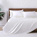 MR&HM Satin Bed Sheets, Full Size Sheets Set, 6 Pcs Silky Bedding Set with 15 Inches Deep Pocket for Mattress (Full, White)