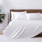 MR&HM Satin Bed Sheets, King Size Sheets Set, 6 Pcs Silky Bedding Set with 15 Inches Deep Pocket for Mattress (King, White)