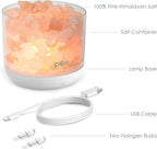 Pure Enrichment PureGlow USB Salt Lamp - Authentic Pink Himalayan Salt Rocks, Light Dimmer with 5 Levels, 2 Bulbs, and USB Power Cable