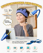 Kids 3-in-1 Headband Headphones-Wireless Bluetooth & Wired 3.5mm Jack, Ultra-Thin Speakers, Adjustable Fit for Toddlers, Safe Volume - Ideal for School/Travel/Sleep/Home, Gift for Boy& Girl