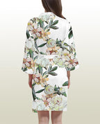 WJing Yi Jia Womens Satin Kimono Robe Silky Robes Floral Bathrobe Bride Bridesmaid Wedding Bridal Dressing Gown Loungewear
