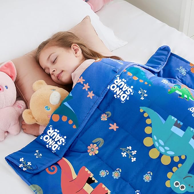 HOSUKKO Weighted Blanket - 2 lbs Blue Dinosaur Heavy Lap Indoor - Breathable Blanket(36 * 48 inches, 2 lbs)