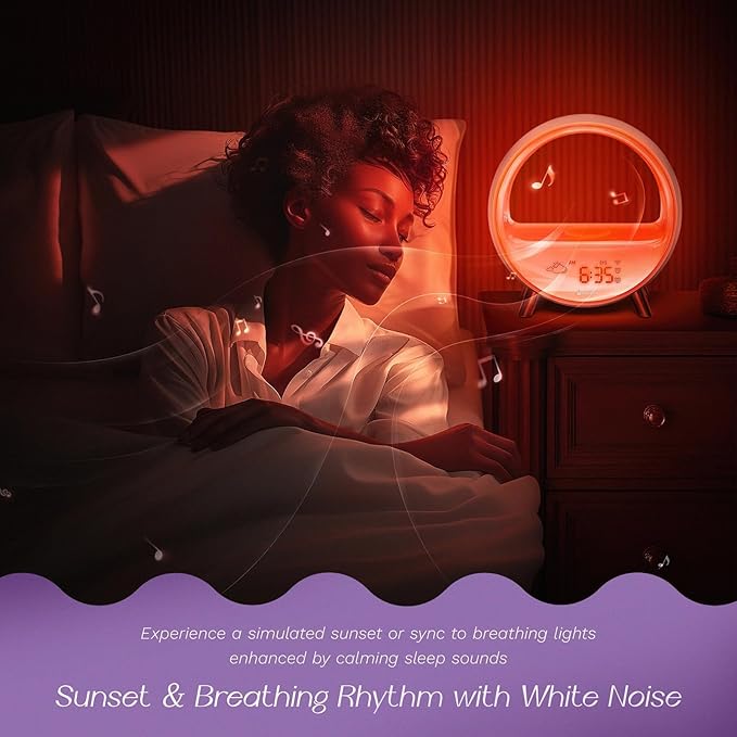 Dekala 5G Arches Gradual Sunrise Alarm Clock Loud Alarm Clock for Heavy Sleepers with Wireless Charging Sunset White Noise Sleep Sound Machine Touch/App/Button Control Best Valentine's Day Gift