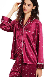 Lonxu Silk Satin Womens Pajama Sets Button Down Sleepwear Loungewear XS~3XL