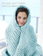 YnM Chunky Throw Blanket, Medium-Weight, Hand Knitted, Skin Friendly, Ventilated and Breathable, Machine Washable, Home Décor Piece for Couch, Sofa and Bed (Aqua Blue, 60x80 Inch)